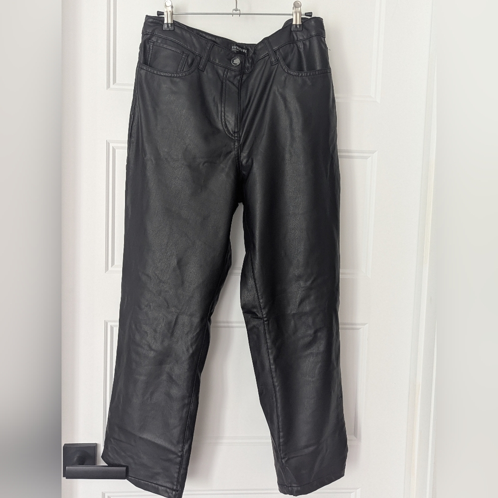 Reitmans Black Straight Faux Leather 12 Petite Soft And Fleece Kind Inside